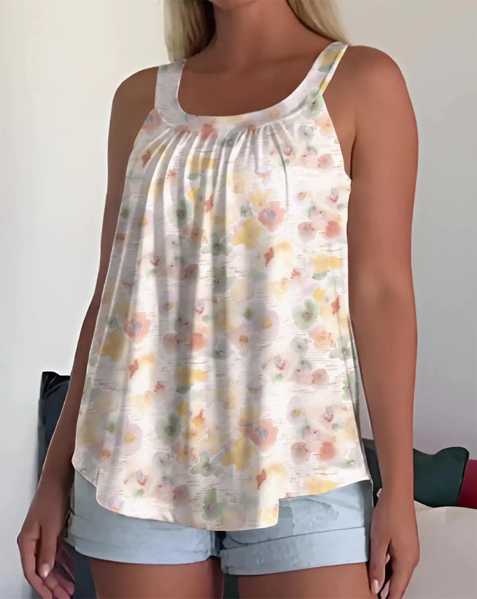 Damen Tank Top ärmellos – Lockeres Sommer Shirt mit Trägern & modernem Print Cj