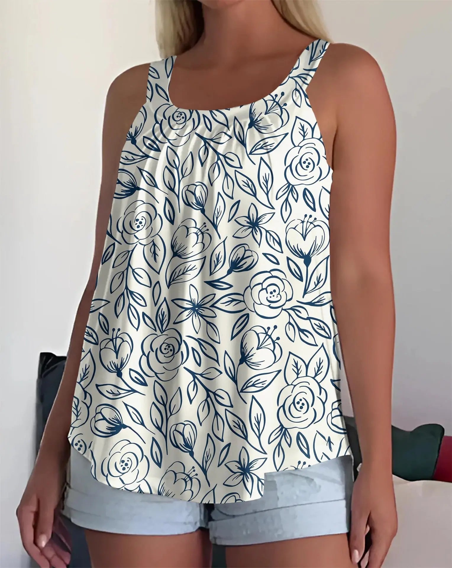 Damen Tank Top ärmellos – Lockeres Sommer Shirt mit Trägern & modernem Print Cj