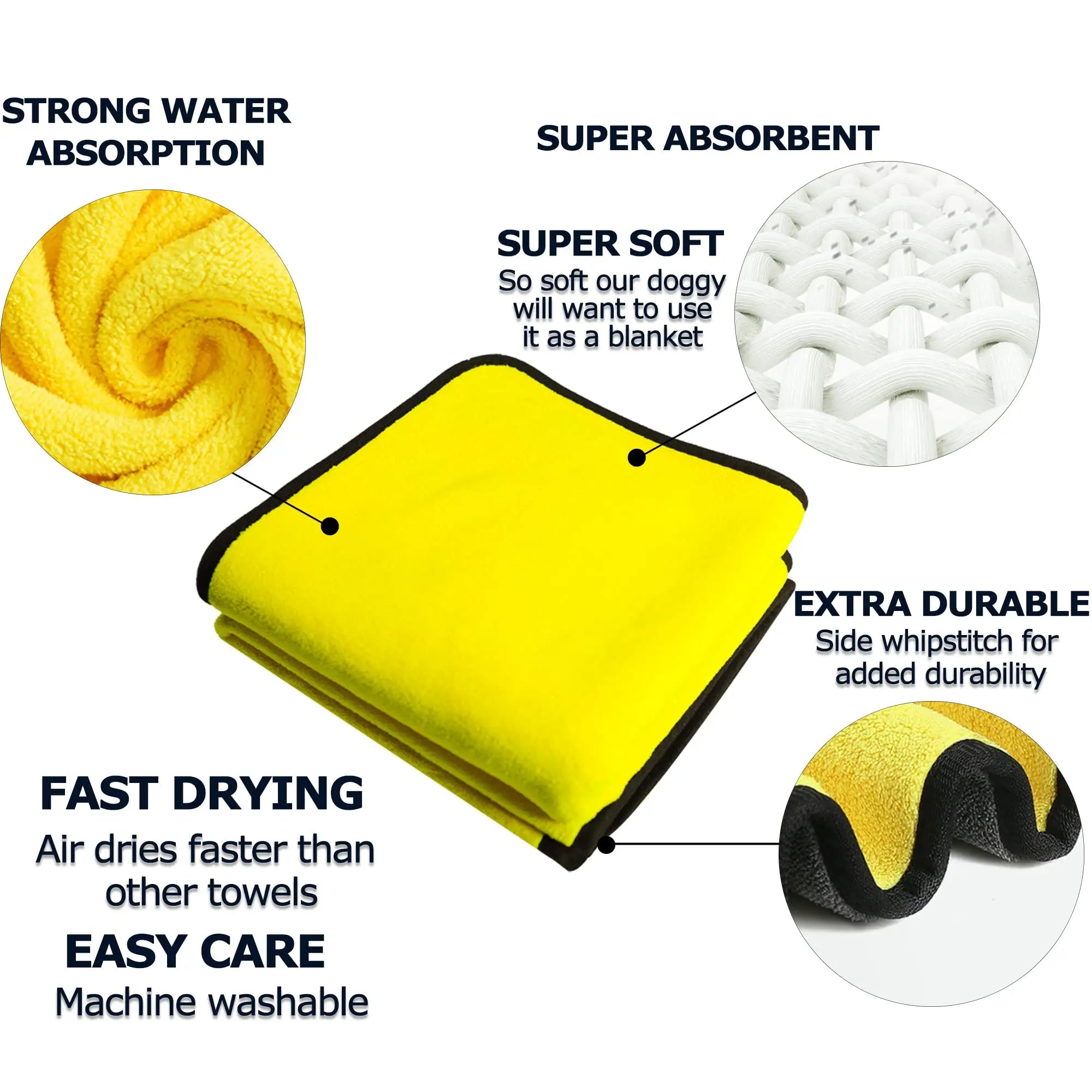 Dog Towels For Drying Dogs Drying Towel Dog Bath Towel, Quick-drying Pet Dog And Cat Towels Soft Fiber Towels Robe Super Absorbent Quick Drying Soft Microfiber Pet Towel For Dogs, Cats Yellow cJ