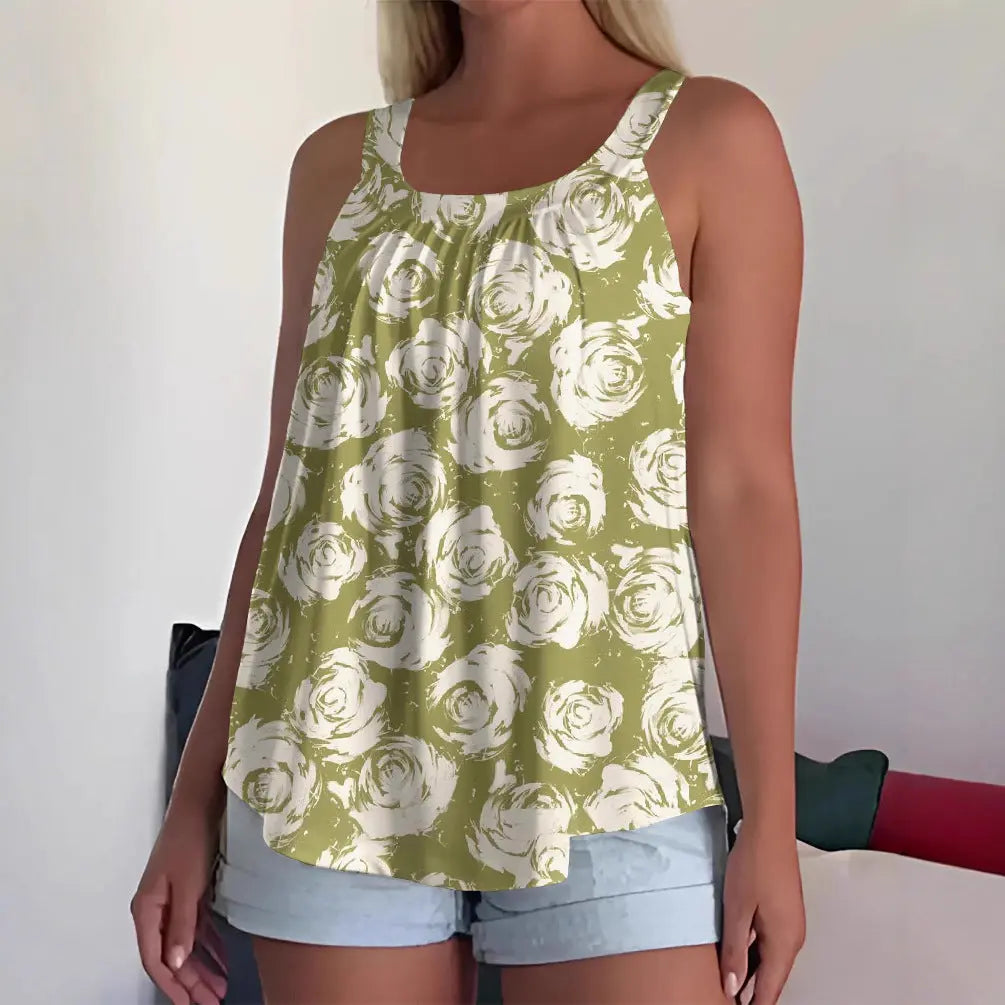 Damen Tank Top ärmellos – Lockeres Sommer Shirt mit Trägern & modernem Print Cj