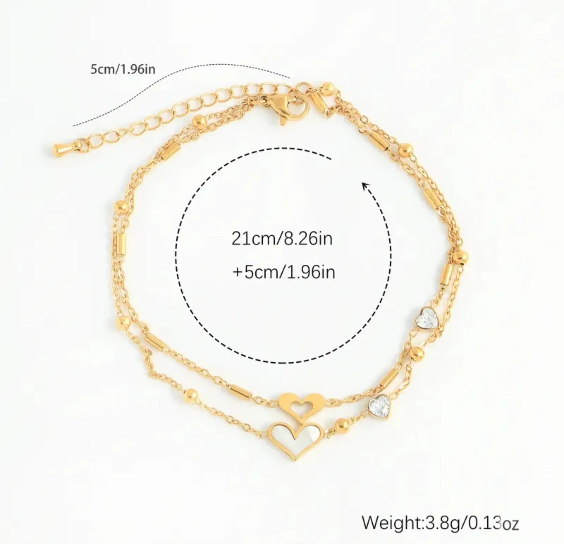 Zarte Herz-Fußkette – vergoldeter Edelstahl Moellerzon