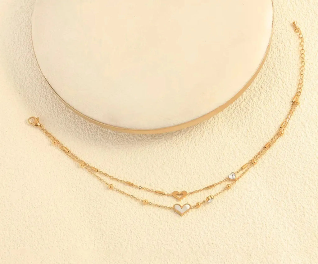 Zarte Herz-Fußkette – vergoldeter Edelstahl Moellerzon