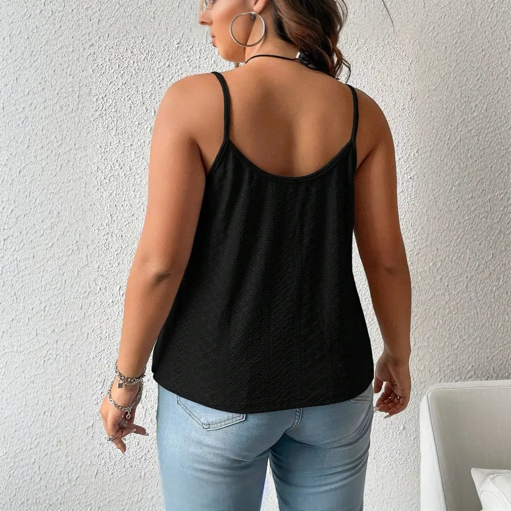 Elegantes Damen Tanktop mit Ketten-Trägern – Schwarz Cj