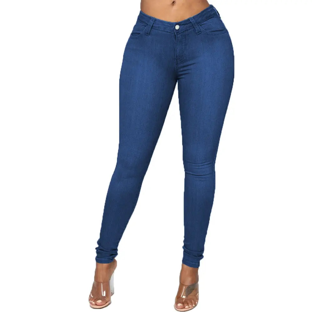 High-Waist Skinny Jeans Damen – Stretch Slim Fit Figurbetonte Röhrenjeans cJ