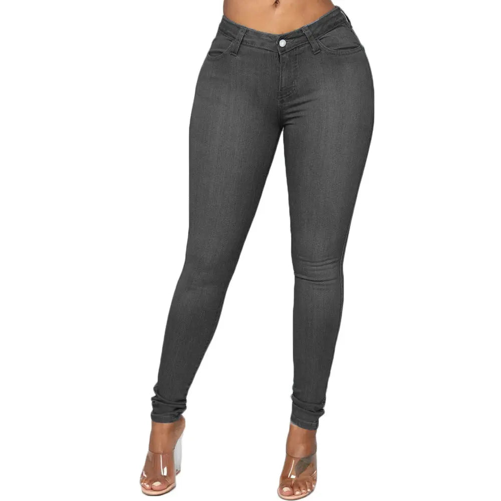 High-Waist Skinny Jeans Damen – Stretch Slim Fit Figurbetonte Röhrenjeans cJ