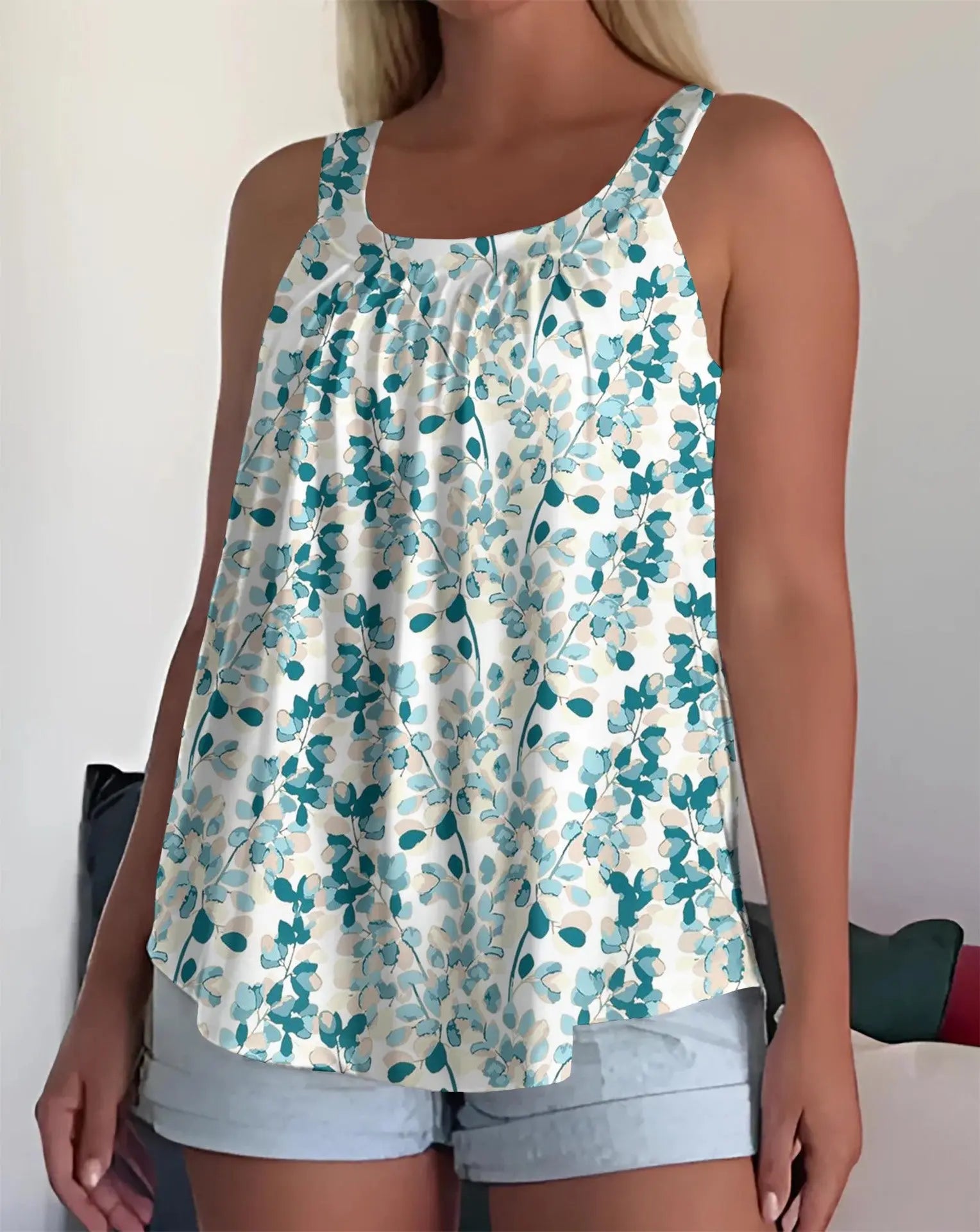 Damen Tank Top ärmellos – Lockeres Sommer Shirt mit Trägern & modernem Print Cj