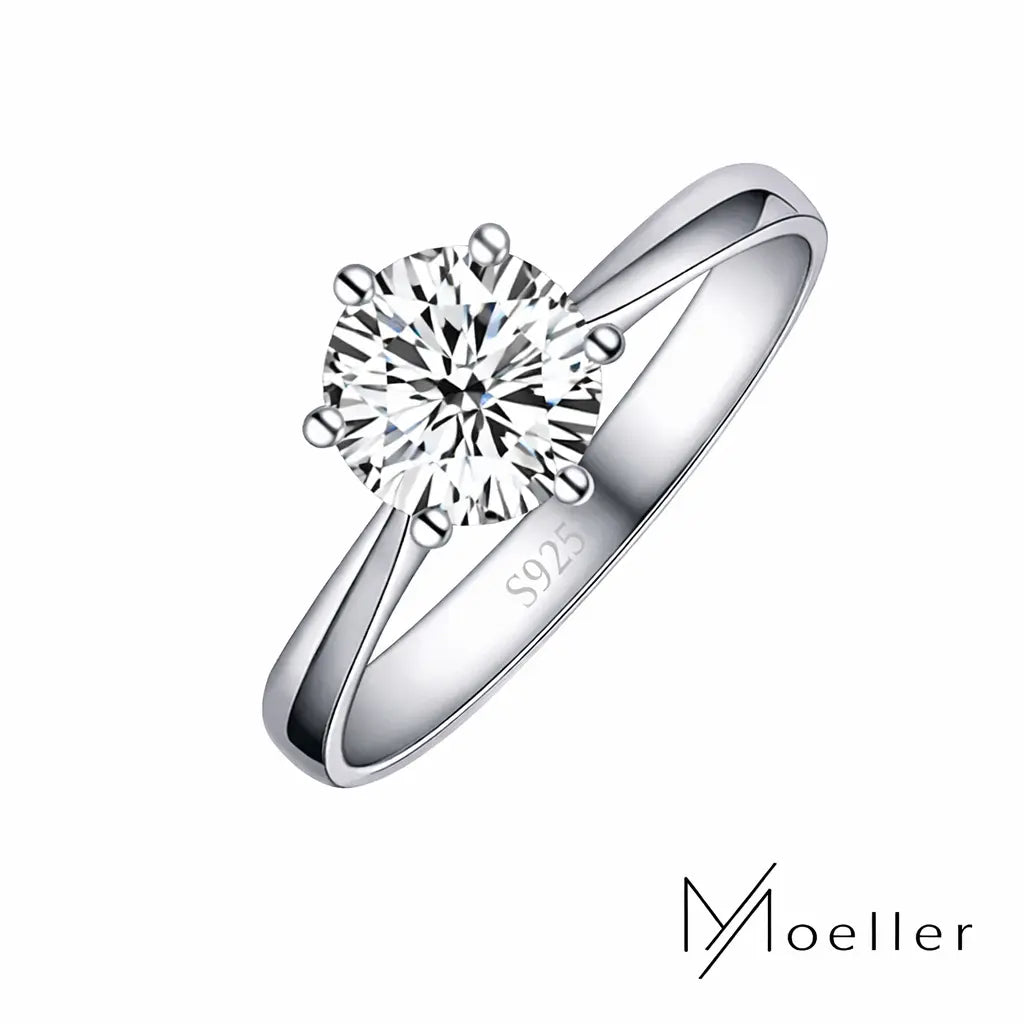 Eleganter Solitär-Ring aus 925er Silber Klassisches Design Moeller