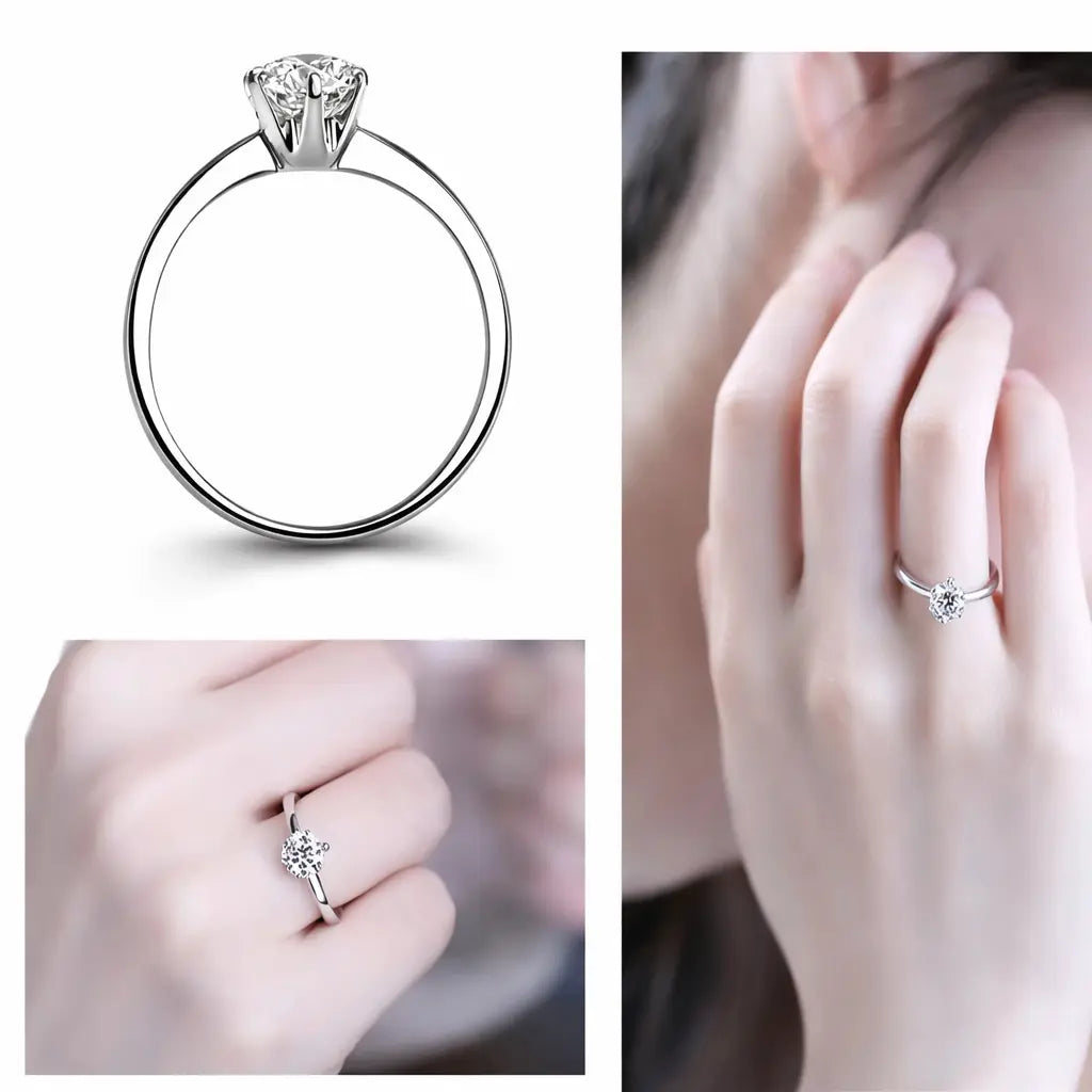 Eleganter Solitär-Ring aus 925er Silber Klassisches Design Moeller