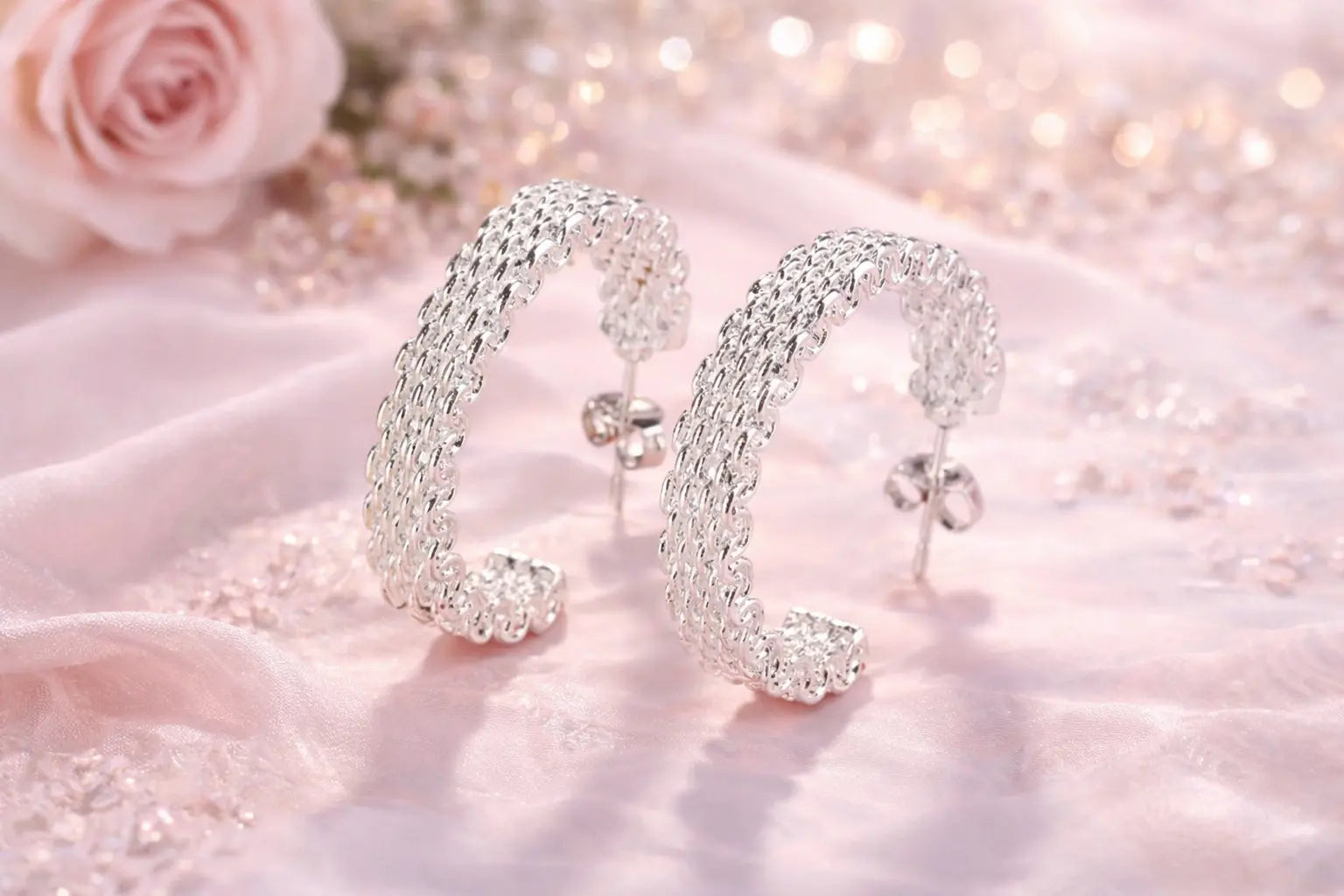 Elegante Creolen aus 925er Sterling Silber – Zeitloses Kettendesign, Hochglanz poliert Moeller