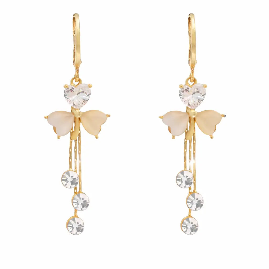 Elegante Gold Ohrringe mit Kristall & Blüten – Langer Design-Ohrhänger Moeller