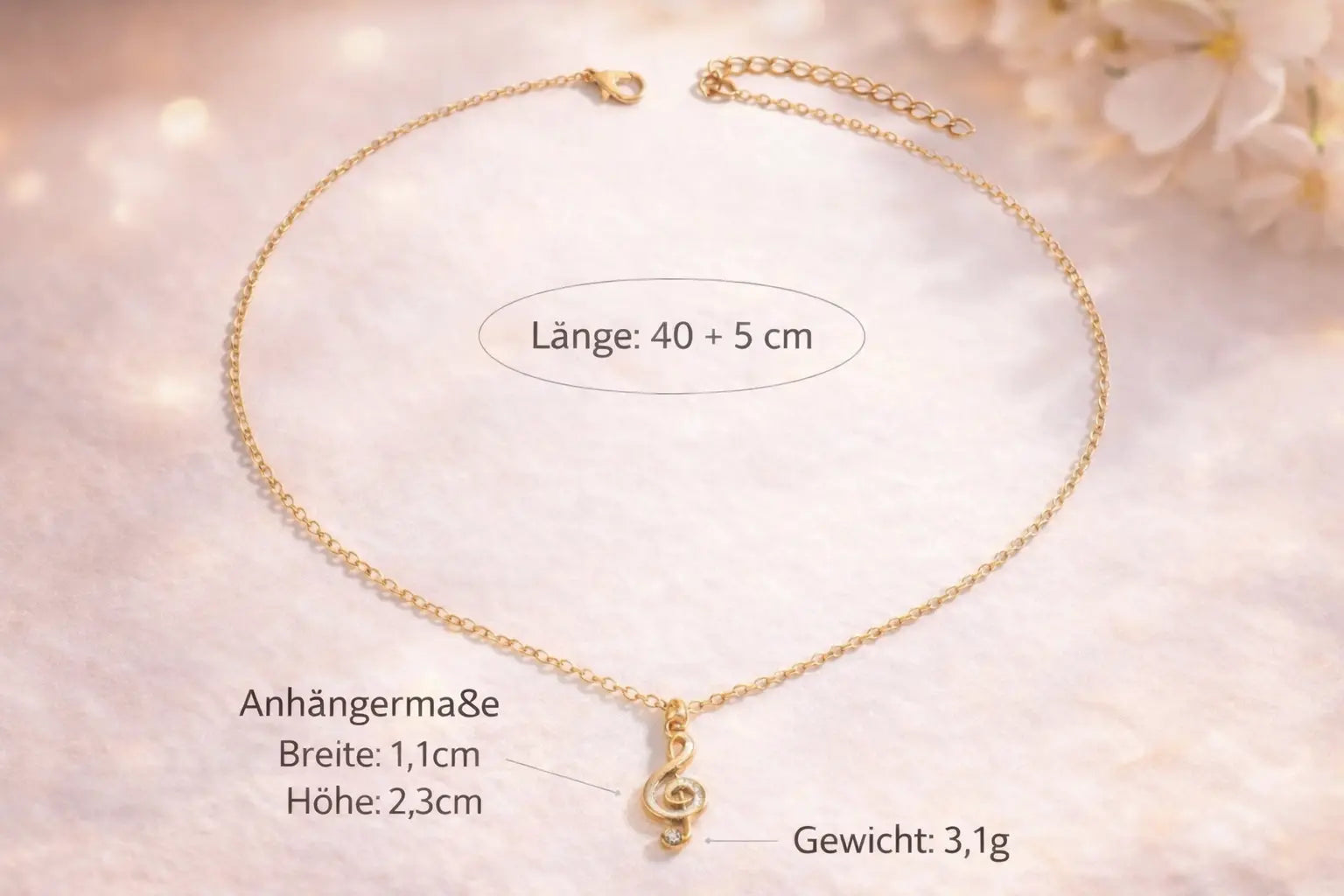 Feine Halskette mit Musiknoten-Anhänger – eleganter Damen-Schmuck Moellerzon