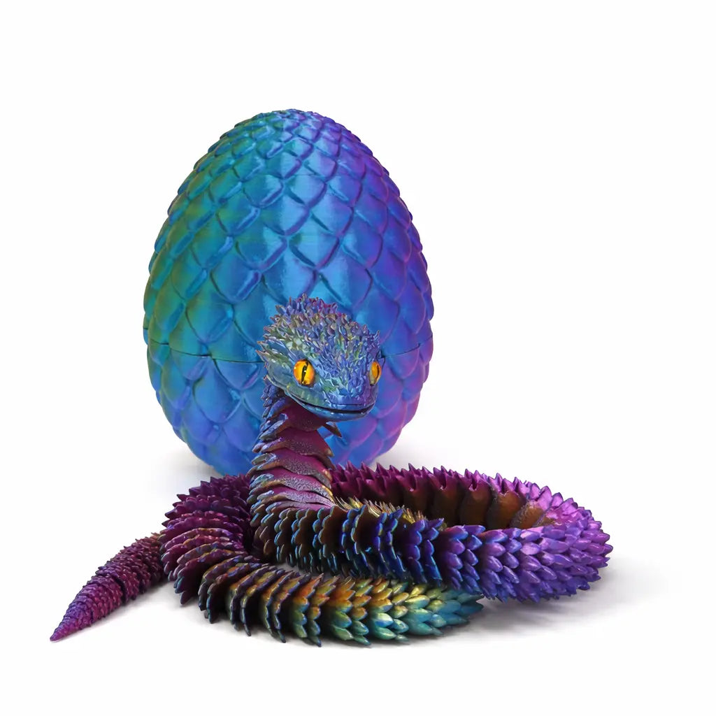 3D Schlangenei Spielzeug – Bewegliche Schlange im Ei – Fidget Toy aus 3D-Druck, 30cm Schlange, 8,5cm Ei Moellerzon