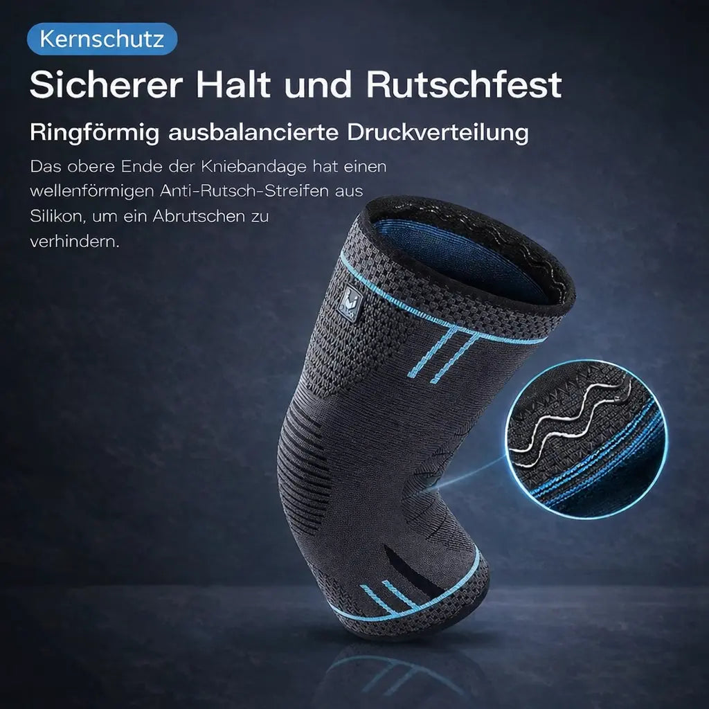 Kniebandage für Sport – Größe XL – Elastische Sportbandage mit Stoßdämpfung & Anti-Rutsch-Streifen Moeller