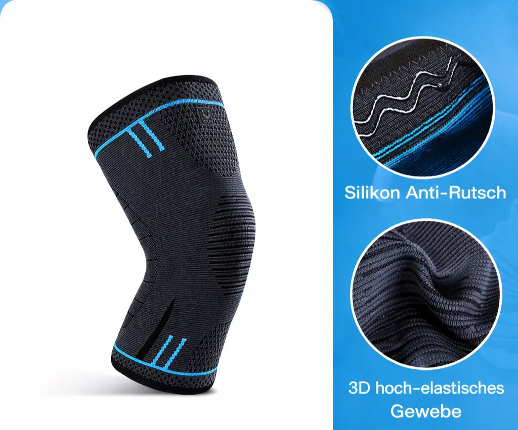 Kniebandage für Sport – Größe XL – Elastische Sportbandage mit Stoßdämpfung & Anti-Rutsch-Streifen Moeller