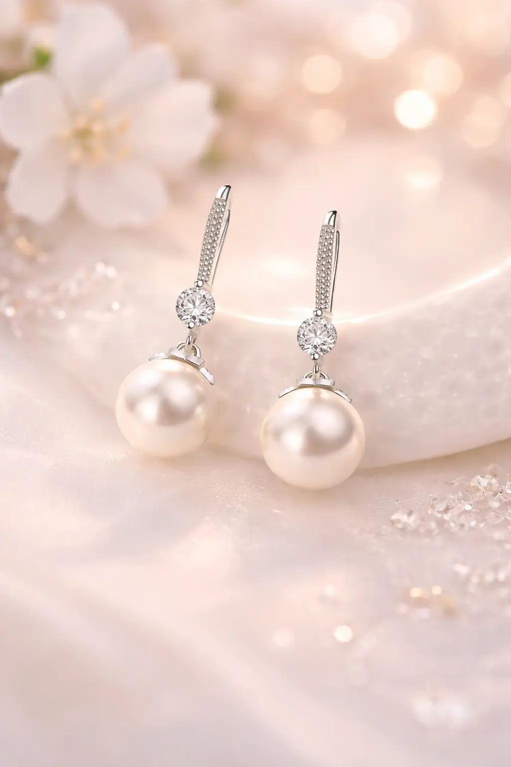 Elegante Perlen-Ohrringe aus 925er Silber – Zirkonia & Perle – Zeitloser Damen-Schmuck in hochwertiger Verarbeitung Moeller