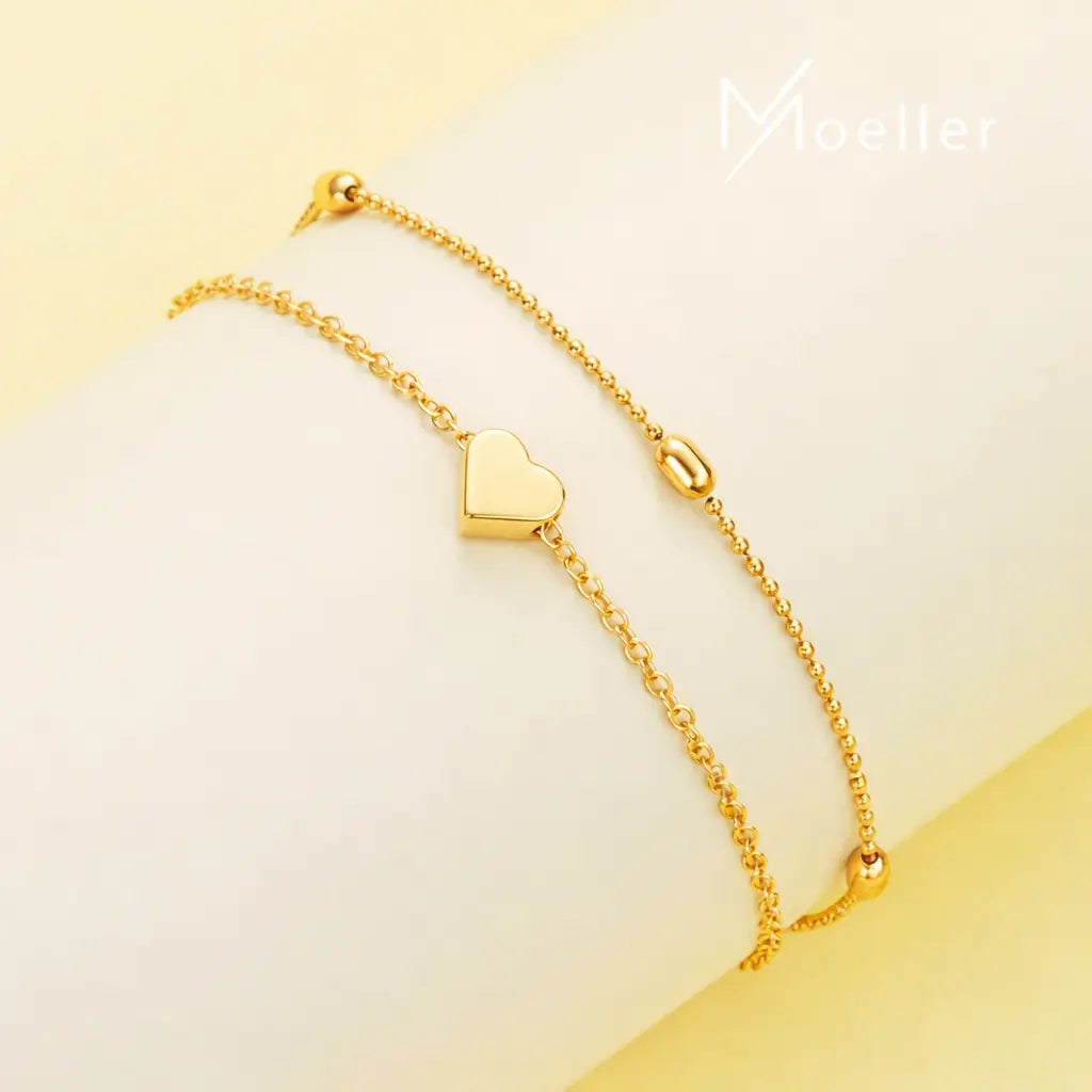 Elegantes 3-teiliges Herz-Schmuckset – Goldfarben Moellerzon