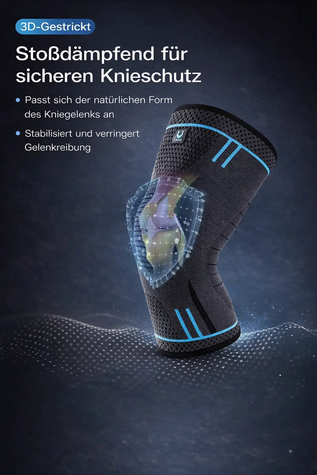 Kniebandage für Sport – Größe XL – Elastische Sportbandage mit Stoßdämpfung & Anti-Rutsch-Streifen Moeller