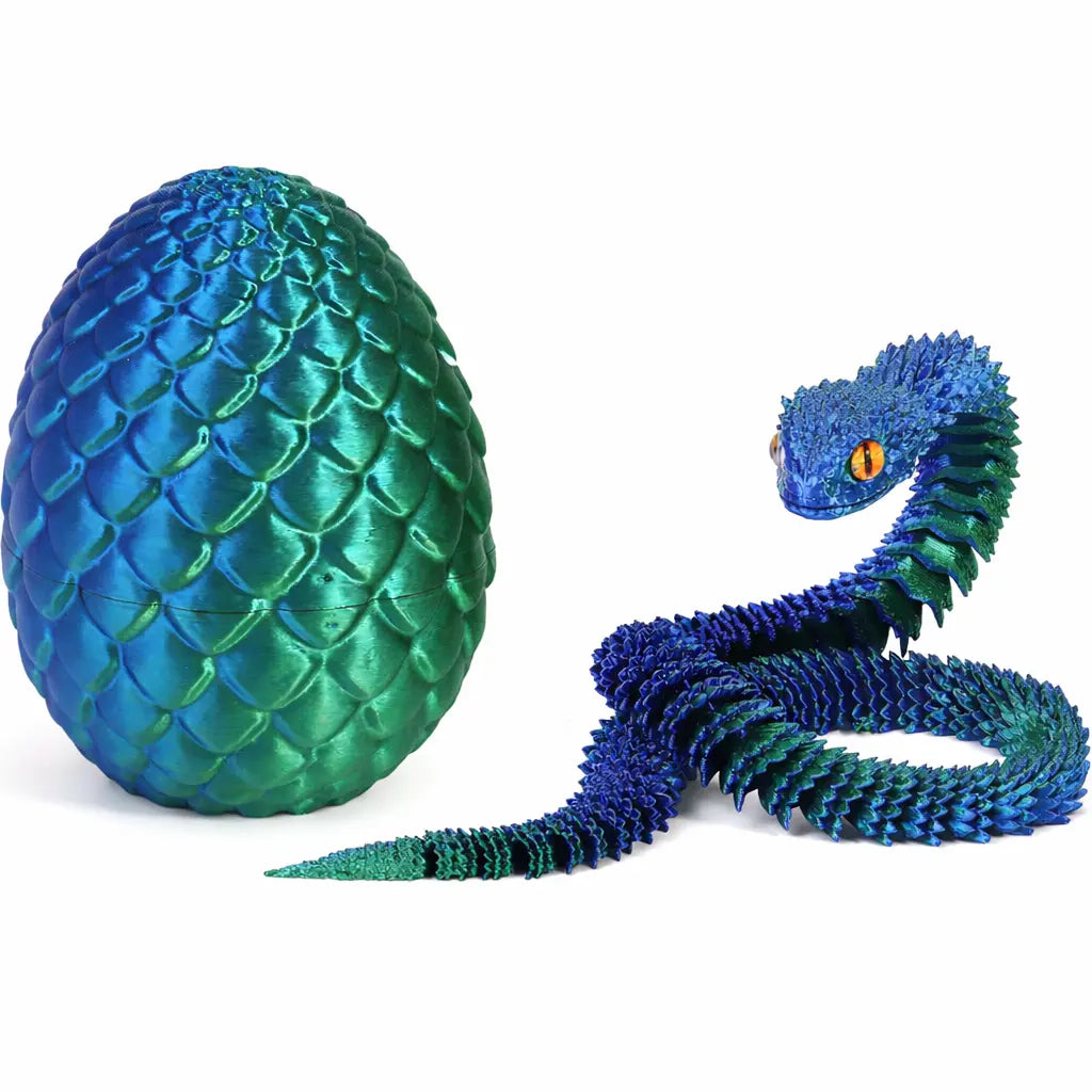 3D Schlangenei Spielzeug – Bewegliche Schlange im Ei – Fidget Toy aus 3D-Druck, 30cm Schlange, 8,5cm Ei Moellerzon