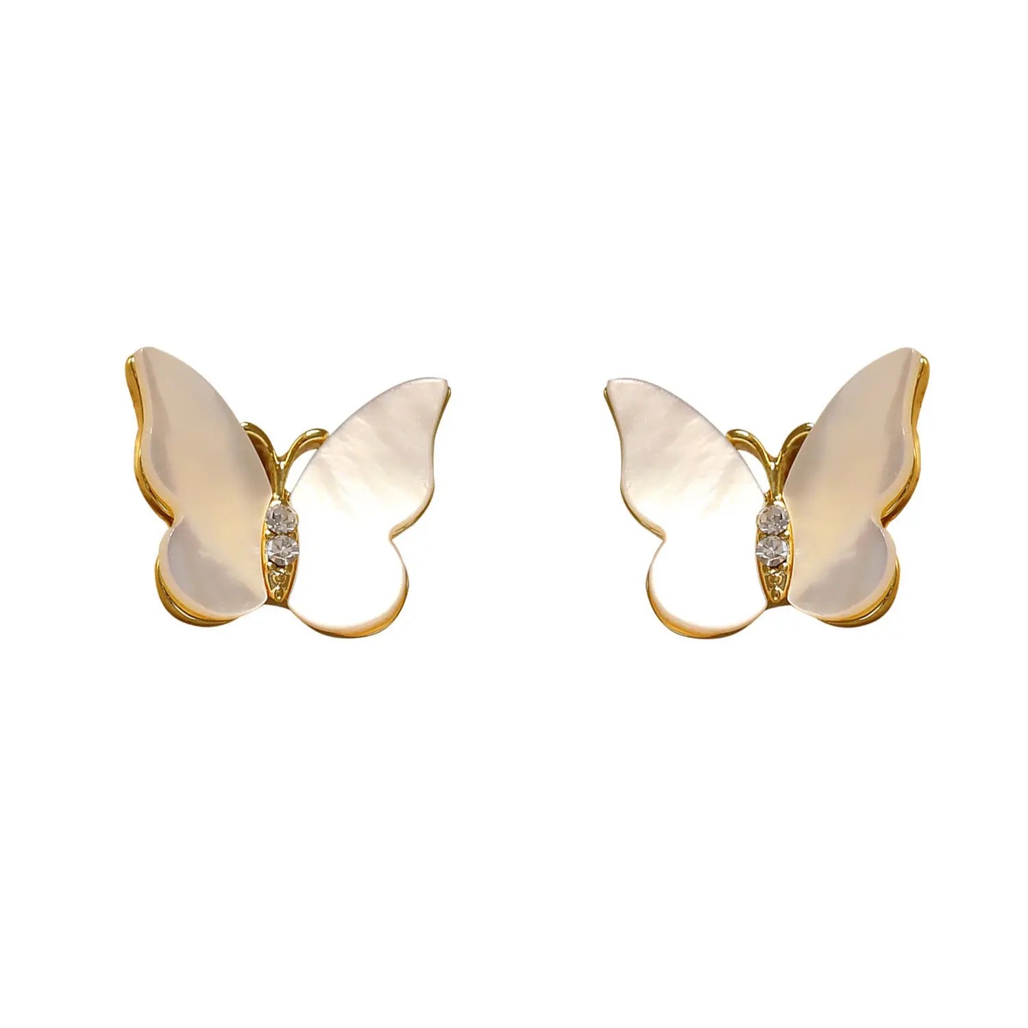 Perlmutt Schmetterling Ohrringe – Gold – Elegante Damen Ohrstecker Moeller
