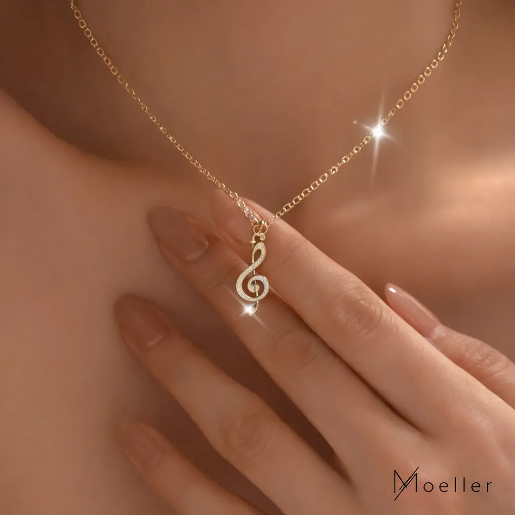 Feine Halskette mit Musiknoten-Anhänger – eleganter Damen-Schmuck Moellerzon