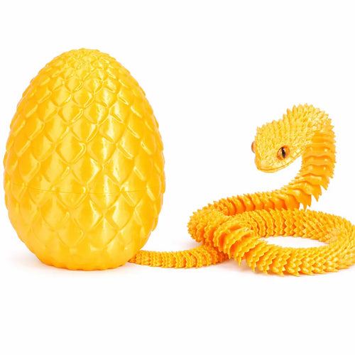 3D Schlangenei Spielzeug – Bewegliche Schlange im Ei – Fidget Toy aus 3D-Druck, 30cm Schlange, 8,5cm Ei Moellerzon
