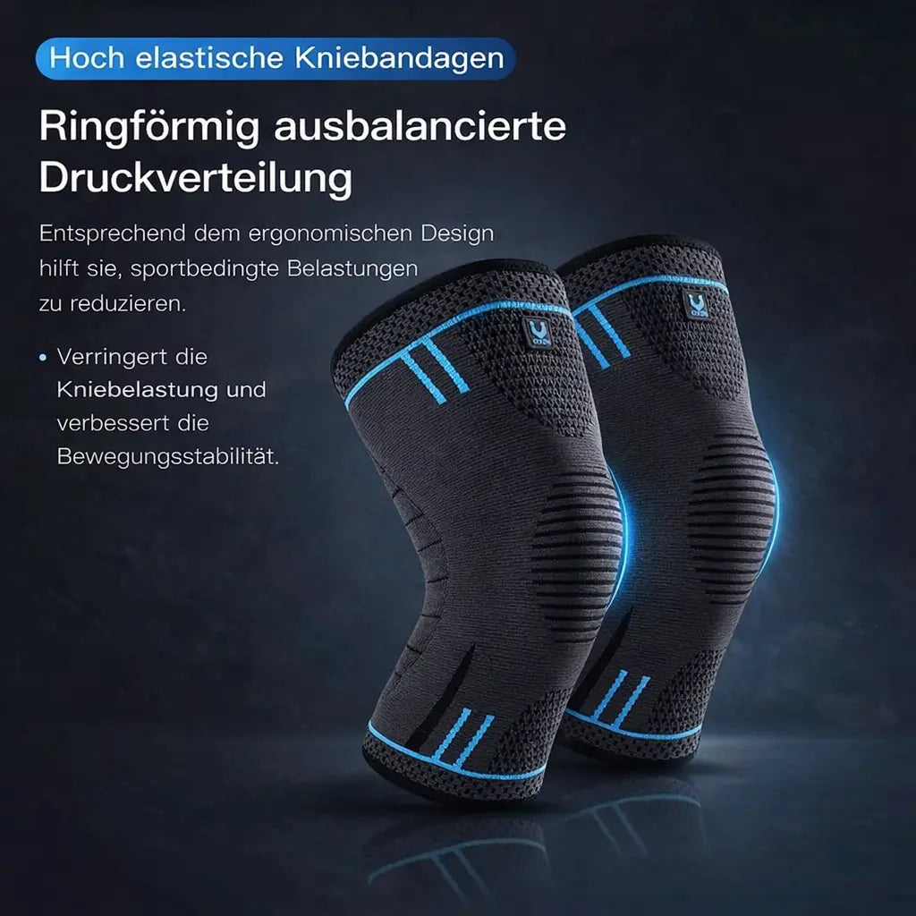Kniebandage für Sport – Größe XL – Elastische Sportbandage mit Stoßdämpfung & Anti-Rutsch-Streifen Moeller